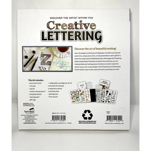 Creative Lettering & Calligraphy Spice Box Art School Kit Book Pens Paper Ideas - Picture 2 of 9